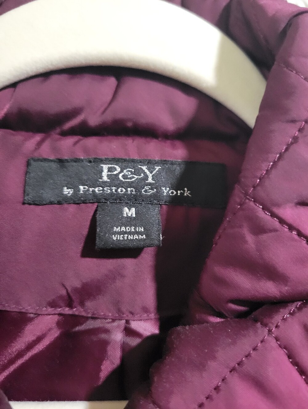 Preston & York Dark Magenta Quilted Long Sleeve Jacket Size M Lightweight Fitted - Picture 12 of 14